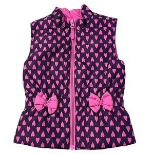 J. Khaki Girls’ Puffer Vest Size 4 - Pink Hearts, Bows, Down Fill Classic